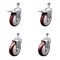 Service Caster 5 Inch SS Maroon Polyurethane 1/2 Inch Threaded Stem Caster Total Lock Brake, 2PK SSTSTTL20S514-PPUB-MRN-121315-2-S-2 - alternate 1